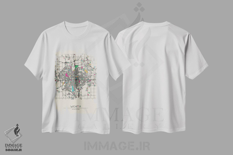 تیشرت طرح دار نقشهٔ ویچیتا، کانزاس، هنر دیجیتال اثر آیشه دنیز آکِرمان | immage.ir
