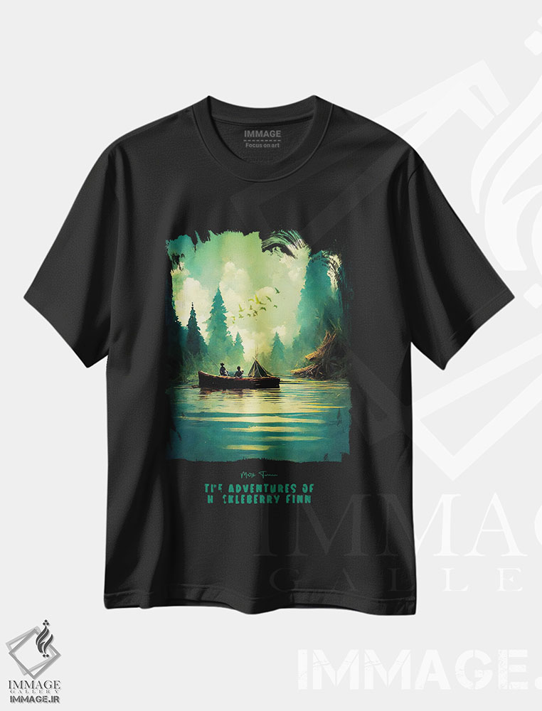 تیشرت طرح دار ماجراهای هاکلبری فین، هنر دیجیتال اثر آیشه دنیز آکِرمان | فروشگاه ایماژ