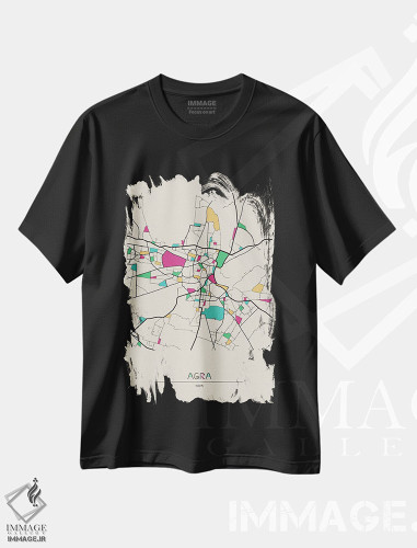 تیشرت طرح دار نقشهٔ آگرا، هند، هنر دیجیتال اثر آیشه دنیز آکِرمان | فروشگاه ایماژ