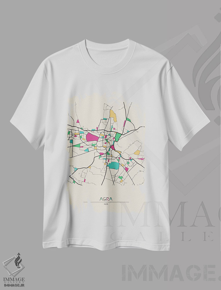 تیشرت طرح دار نقشهٔ آگرا، هند، هنر دیجیتال اثر آیشه دنیز آکِرمان | immage.ir