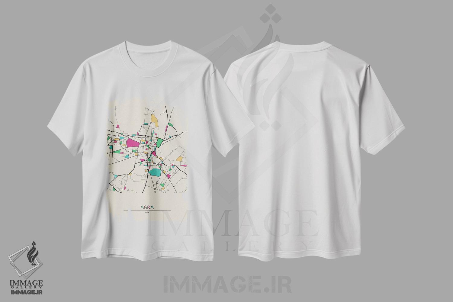 تیشرت طرح دار نقشهٔ آگرا، هند، هنر دیجیتال اثر آیشه دنیز آکِرمان | immage.ir