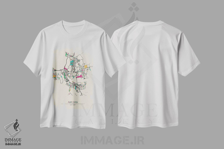 تیشرت طرح دار نقشهٔ آبیدجان، ساحل عاج، هنر دیجیتال اثر آیشه دنیز آکِرمان | immage.ir