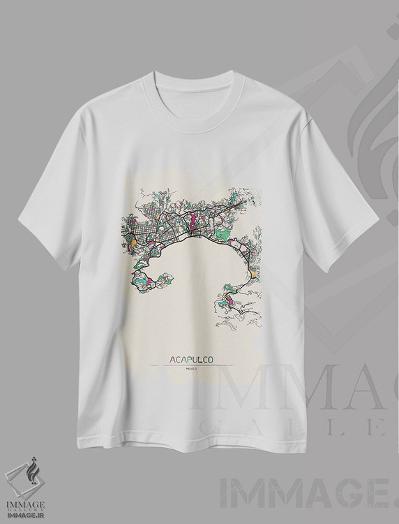 تیشرت طرح دار نقشهٔ آکاپولکو، مکزیک، هنر دیجیتال اثر آیشه دنیز آکِرمان | immage.ir