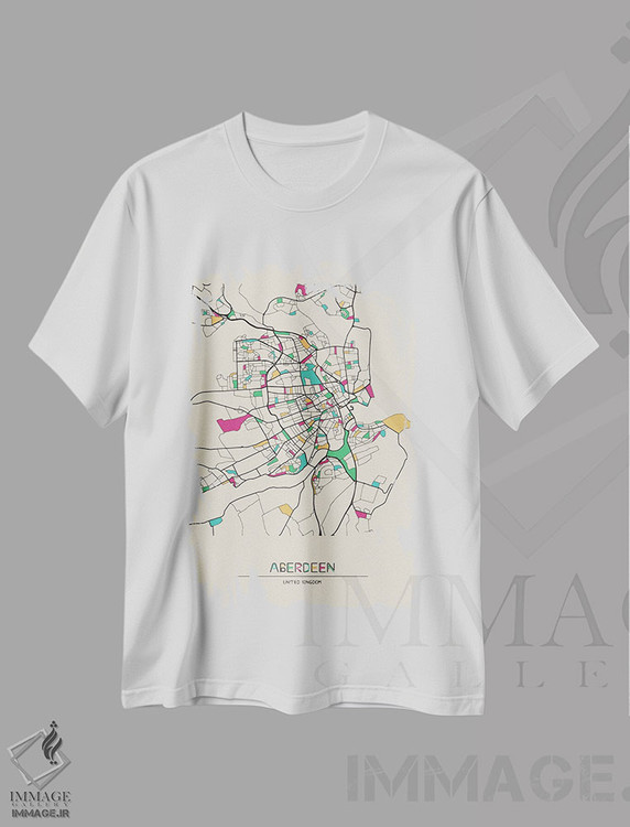 تیشرت طرح دار نقشهٔ آبردین، بریتانیا، هنر دیجیتال اثر آیشه دنیز آکِرمان | immage.ir