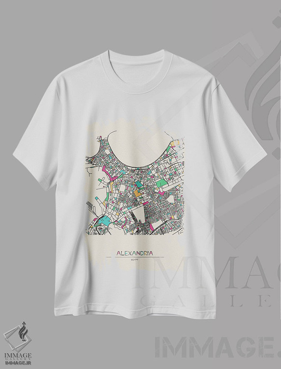 تیشرت طرح دار نقشهٔ اسکندریه، مصر، هنر دیجیتال اثر آیشه دنیز آکِرمان | immage.ir
