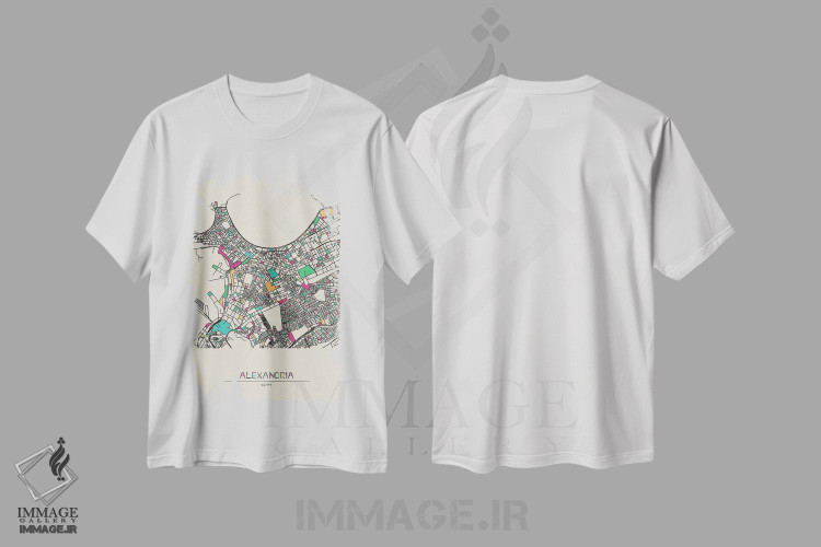تیشرت طرح دار نقشهٔ اسکندریه، مصر، هنر دیجیتال اثر آیشه دنیز آکِرمان | immage.ir