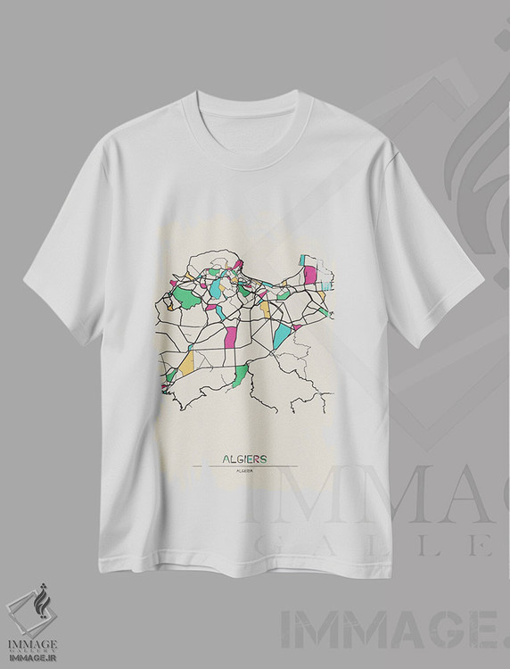 تیشرت طرح دار نقشهٔ الجزیره، الجزایر، هنر دیجیتال اثر آیشه دنیز آکِرمان | immage.ir