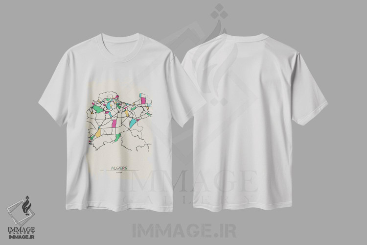 تیشرت طرح دار نقشهٔ الجزیره، الجزایر، هنر دیجیتال اثر آیشه دنیز آکِرمان | immage.ir