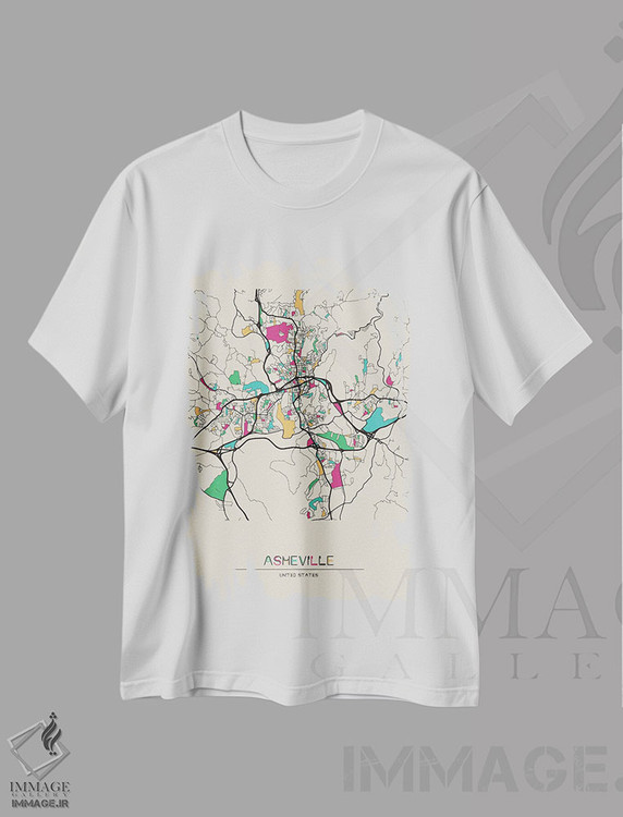 تیشرت طرح دار نقشهٔ اش ویل، کارولینای شمالی، هنر دیجیتال اثر آیشه دنیز آکِرمان | immage.ir
