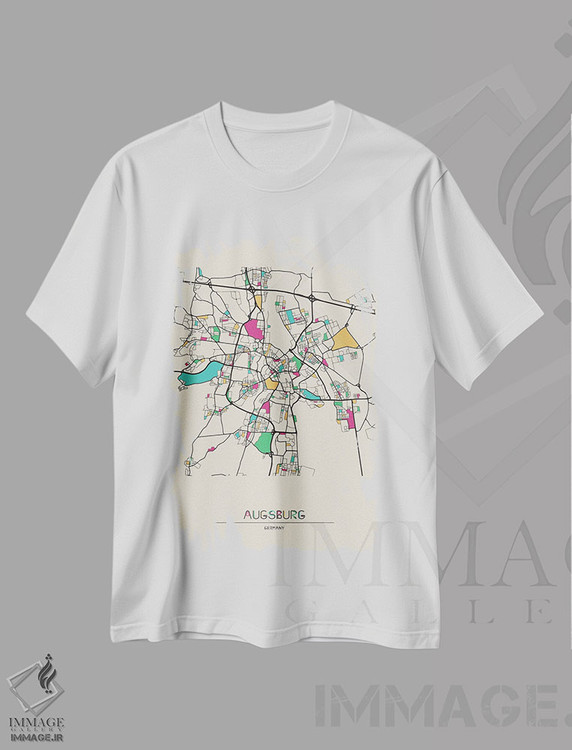 تیشرت طرح دار نقشهٔ آوگسبورگ، آلمان، هنر دیجیتال اثر آیشه دنیز آکِرمان | immage.ir