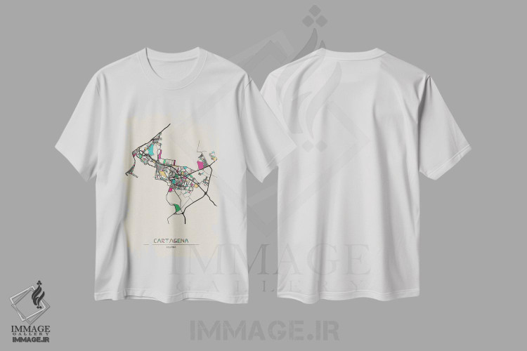 تیشرت طرح دار نقشهٔ کارتاهنا، کلمبیا، هنر دیجیتال اثر آیشه دنیز آکِرمان | immage.ir