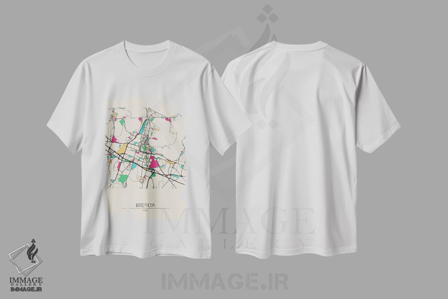 تیشرت طرح دار نقشهٔ برشا، ایتالیا، هنر دیجیتال اثر آیشه دنیز آکِرمان | immage.ir
