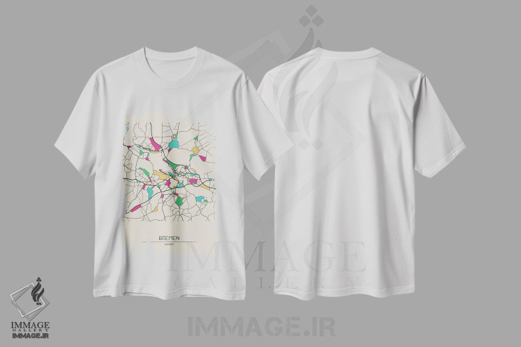 تیشرت طرح دار نقشهٔ برمن، آلمان، هنر دیجیتال اثر آیشه دنیز آکِرمان | immage.ir