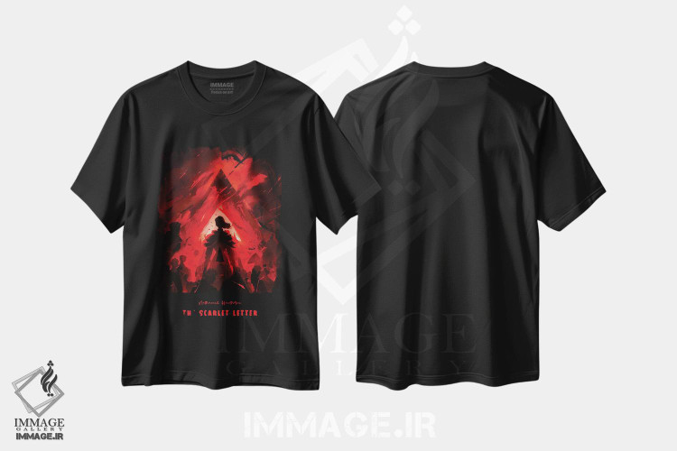 تیشرت طرح دار حرف قرمز، هنر دیجیتال اثر آیشه دنیز آکِرمان | فروشگاه ایماژ