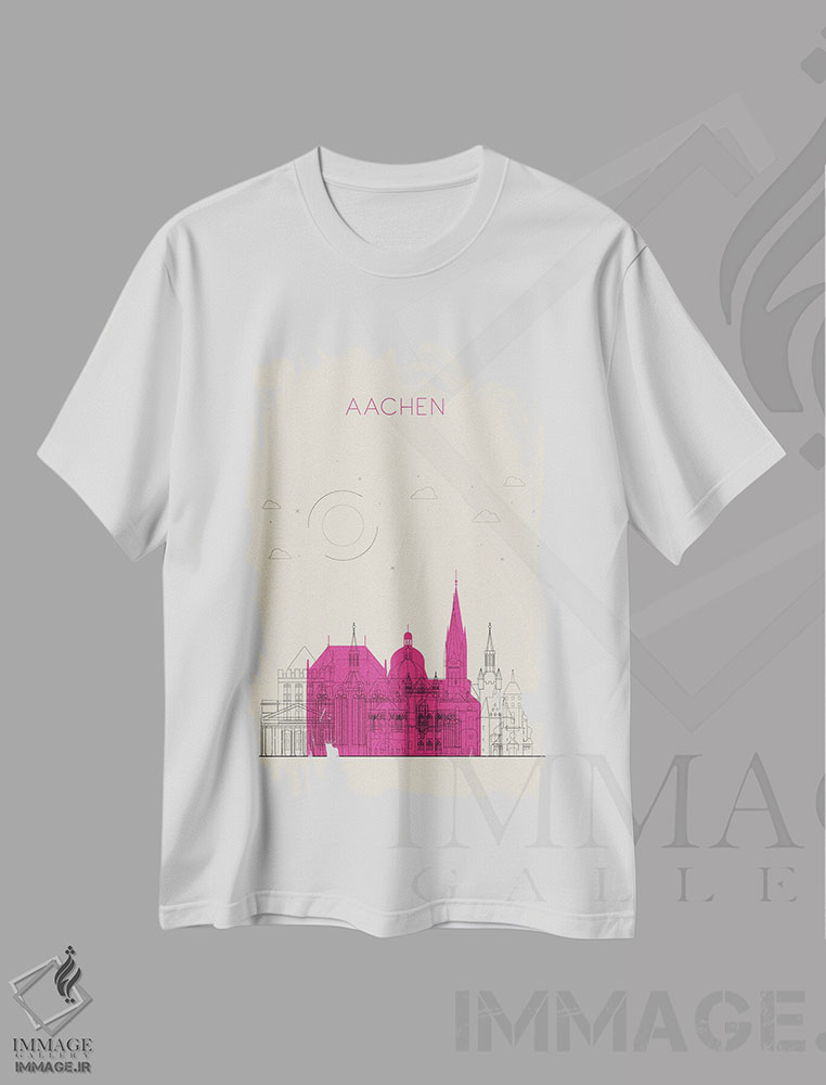 تیشرت طرح دار نمای شهری آخن، آلمان، هنر دیجیتال اثر آیشه دنیز آکِرمان | immage.ir