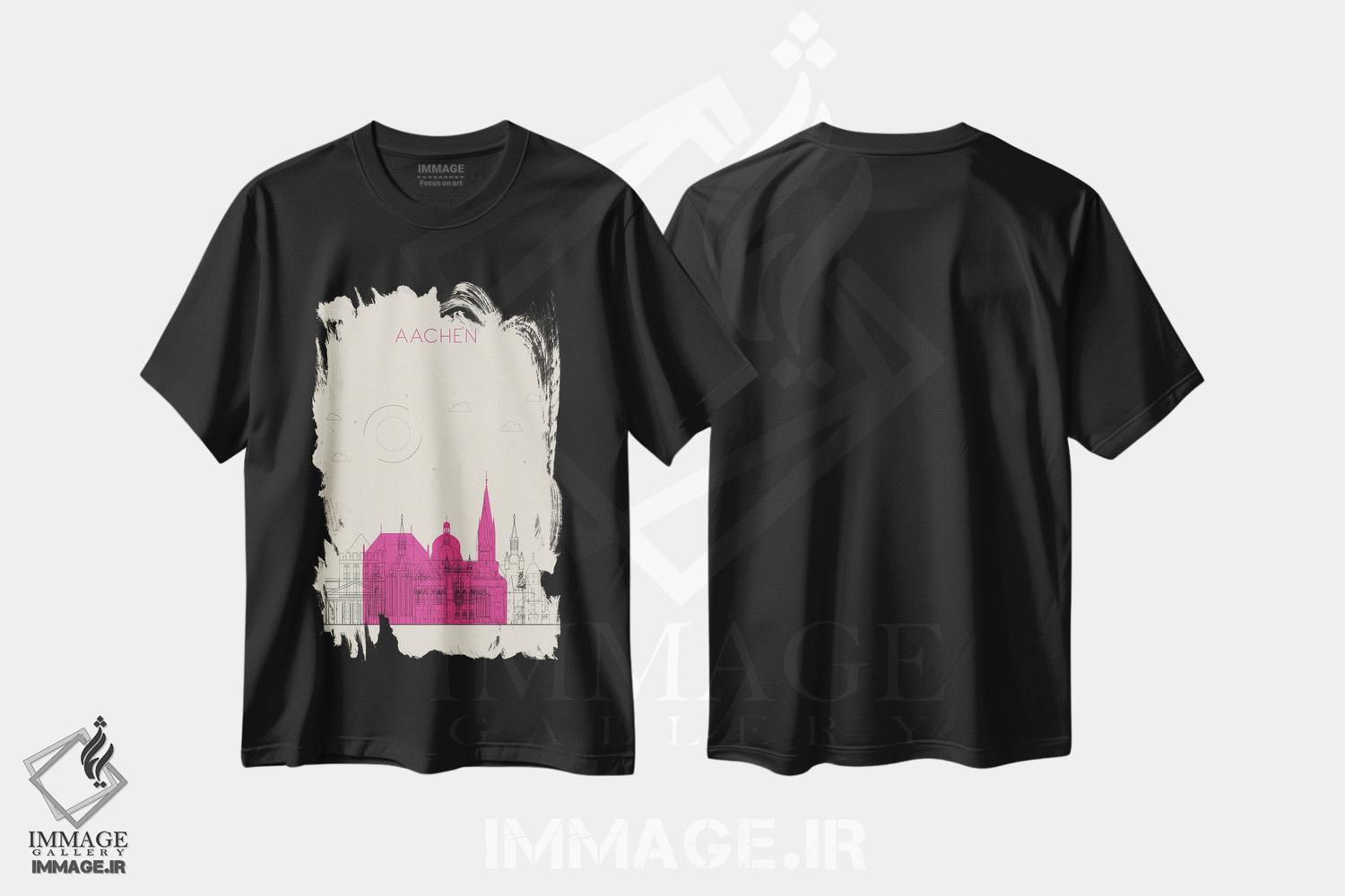 تیشرت طرح دار نمای شهری آخن، آلمان، هنر دیجیتال اثر آیشه دنیز آکِرمان | فروشگاه ایماژ