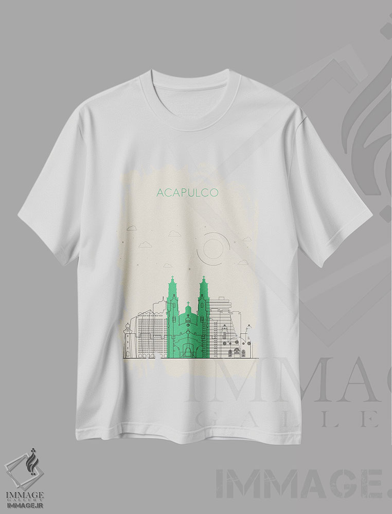 تیشرت طرح دار نمای شهری آکاپولکو، مکزیک، هنر دیجیتال اثر آیشه دنیز آکِرمان | immage.ir