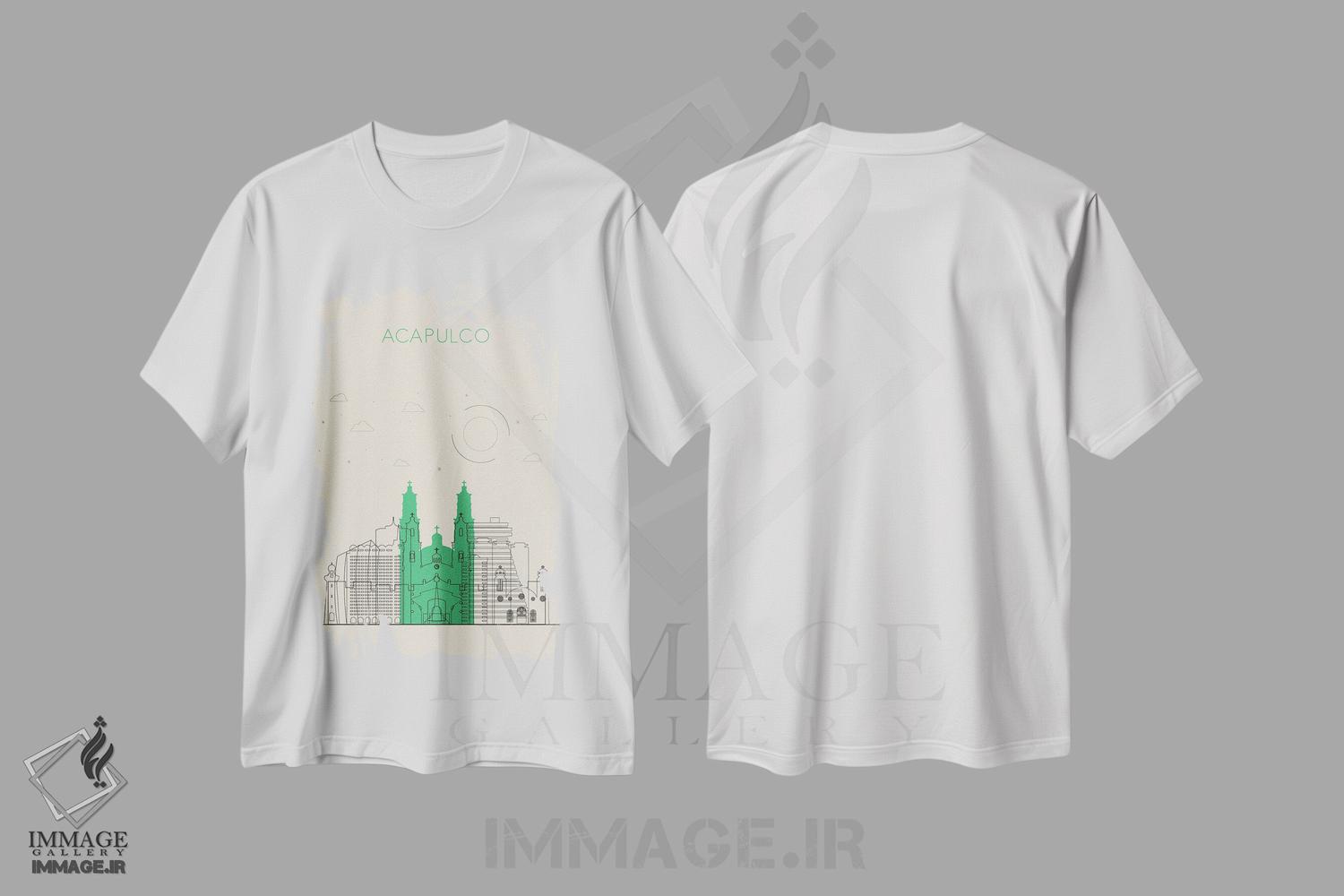 تیشرت طرح دار نمای شهری آکاپولکو، مکزیک، هنر دیجیتال اثر آیشه دنیز آکِرمان | immage.ir