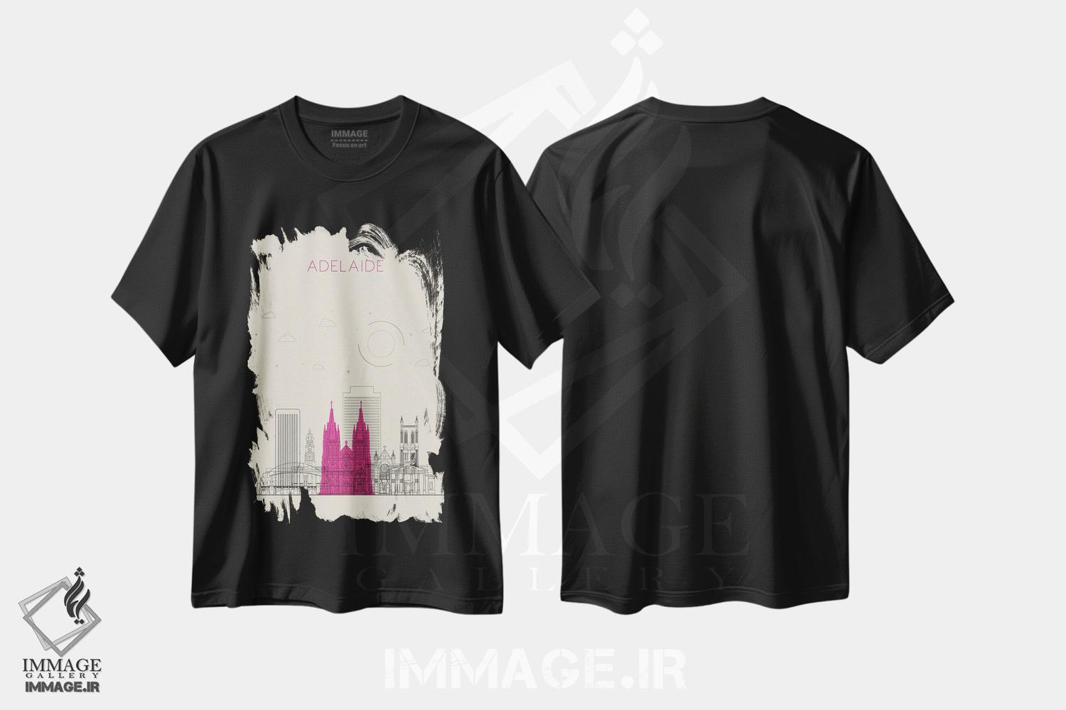 تیشرت طرح دار نمای شهری آدلاید، استرالیا، هنر دیجیتال اثر آیشه دنیز آکِرمان | فروشگاه ایماژ