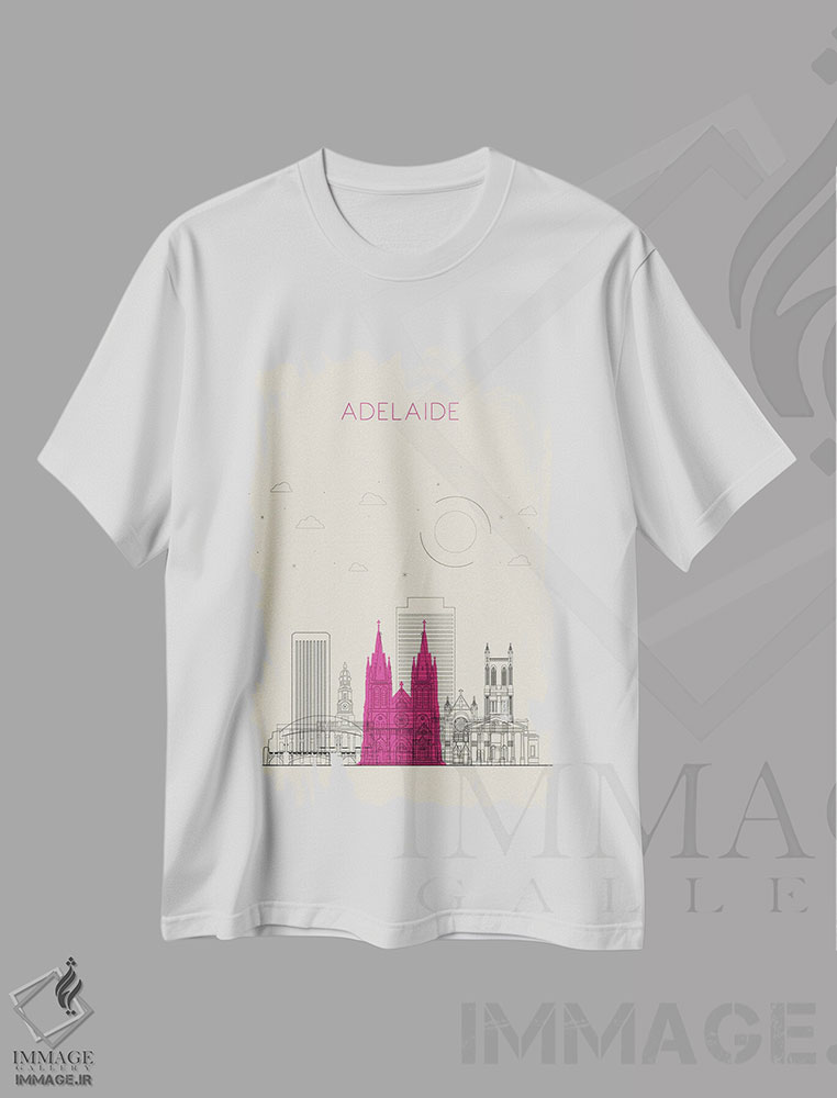 تیشرت طرح دار نمای شهری آدلاید، استرالیا، هنر دیجیتال اثر آیشه دنیز آکِرمان | immage.ir
