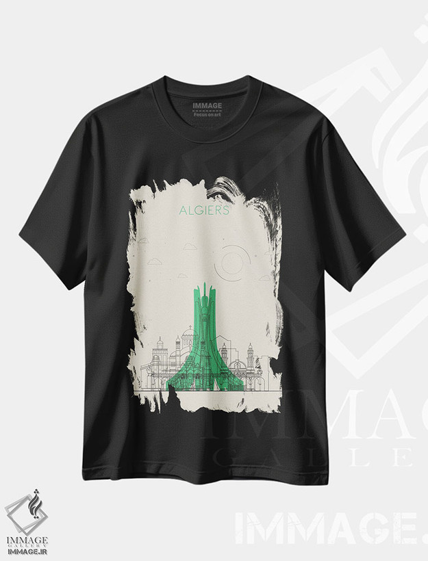 تیشرت طرح دار نمای شهری الجزیره، الجزایر، هنر دیجیتال اثر آیشه دنیز آکِرمان | فروشگاه ایماژ
