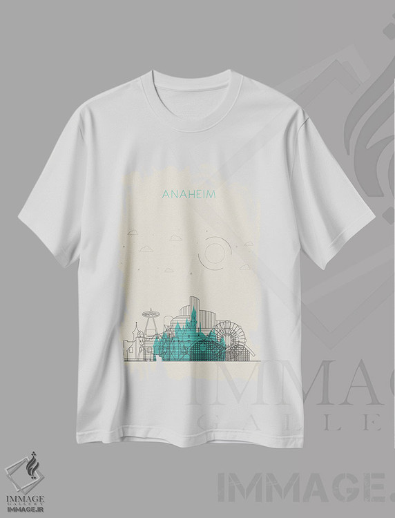 تیشرت طرح دار نمای شهری آناهیم، کالیفرنیا، هنر دیجیتال اثر آیشه دنیز آکِرمان | immage.ir