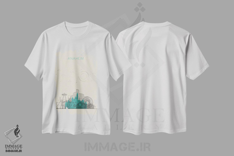 تیشرت طرح دار نمای شهری آناهیم، کالیفرنیا، هنر دیجیتال اثر آیشه دنیز آکِرمان | immage.ir