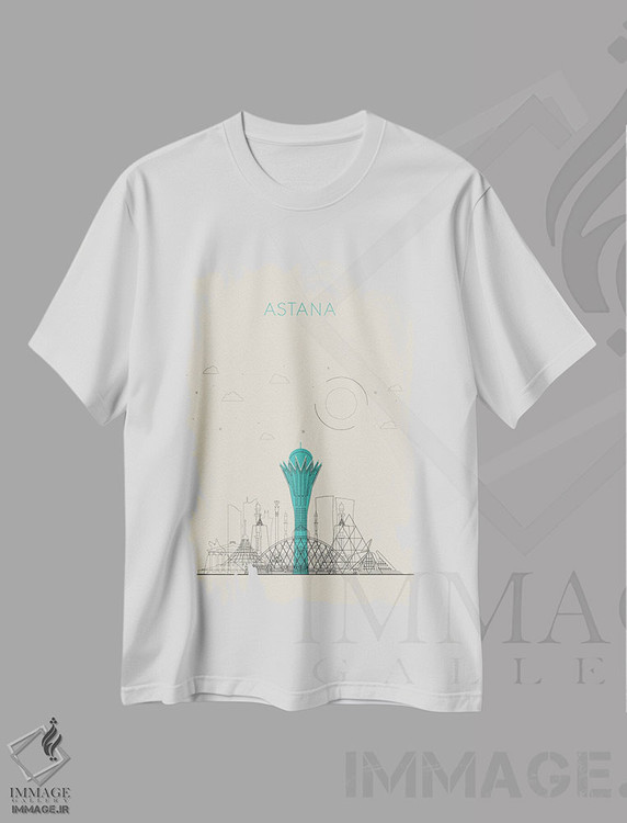 تیشرت طرح دار نمای شهری آستانه، قزاقستان، هنر دیجیتال اثر آیشه دنیز آکِرمان | immage.ir