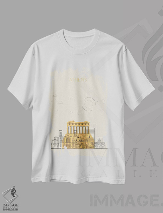 تیشرت طرح دار نمای شهری آتن، یونان، هنر دیجیتال اثر آیشه دنیز آکِرمان | immage.ir