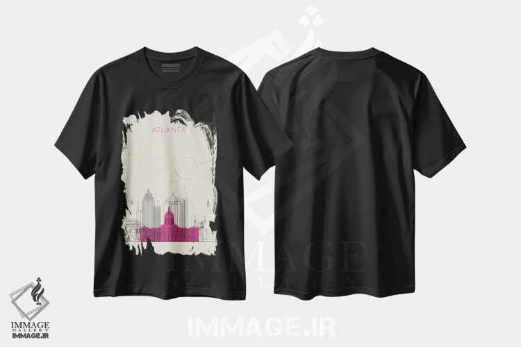 تیشرت طرح دار نمای شهری آتلانتا، جورجیا، هنر دیجیتال اثر آیشه دنیز آکِرمان | فروشگاه ایماژ