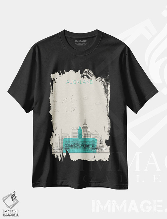 تیشرت طرح دار نمای شهری اوکلند، نیوزیلند، هنر دیجیتال اثر آیشه دنیز آکِرمان | فروشگاه ایماژ