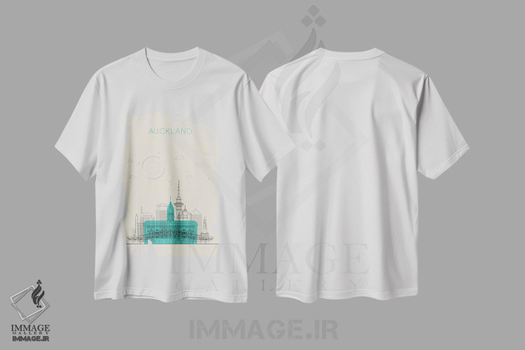 تیشرت طرح دار نمای شهری اوکلند، نیوزیلند، هنر دیجیتال اثر آیشه دنیز آکِرمان | immage.ir