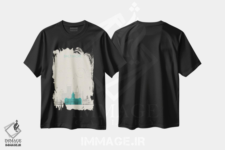 تیشرت طرح دار نمای شهری بالتیمور، مریلند، هنر دیجیتال اثر آیشه دنیز آکِرمان | فروشگاه ایماژ