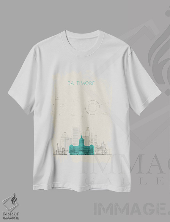 تیشرت طرح دار نمای شهری بالتیمور، مریلند، هنر دیجیتال اثر آیشه دنیز آکِرمان | immage.ir