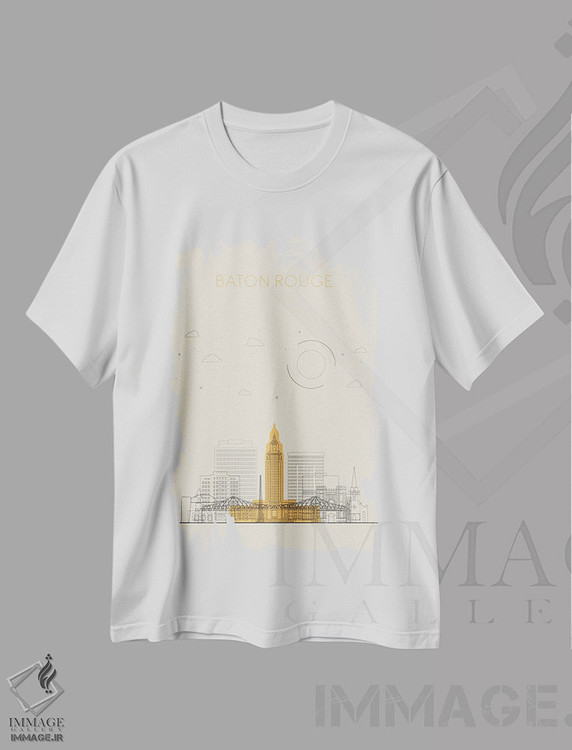 تیشرت طرح دار نمای شهری باتون روژ، لوئیزیانا، هنر دیجیتال اثر آیشه دنیز آکِرمان | immage.ir
