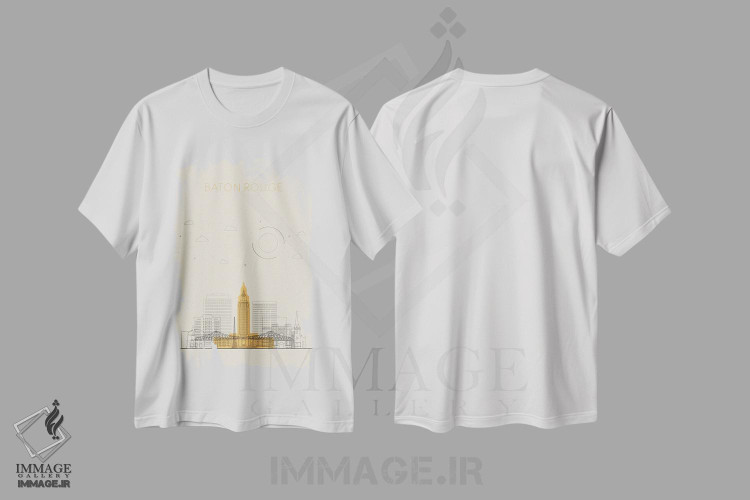 تیشرت طرح دار نمای شهری باتون روژ، لوئیزیانا، هنر دیجیتال اثر آیشه دنیز آکِرمان | immage.ir