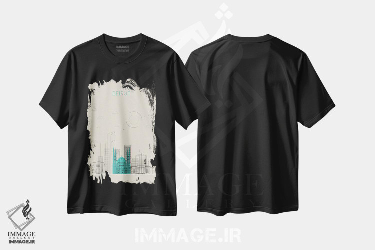 تیشرت طرح دار نمای شهری بیروت، لبنان، هنر دیجیتال اثر آیشه دنیز آکِرمان | فروشگاه ایماژ