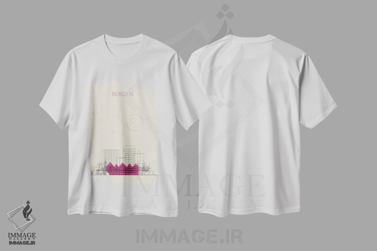 تیشرت طرح دار نمای شهری برگن، نروژ، هنر دیجیتال اثر آیشه دنیز آکِرمان | immage.ir
