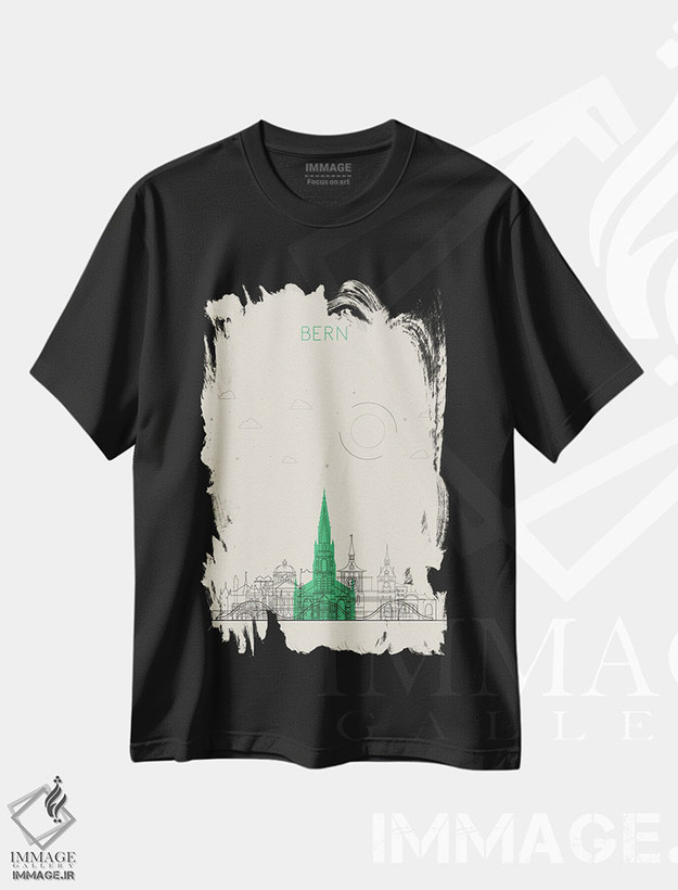 تیشرت طرح دار نمای شهری برن، سوئیس، هنر دیجیتال اثر آیشه دنیز آکِرمان | فروشگاه ایماژ