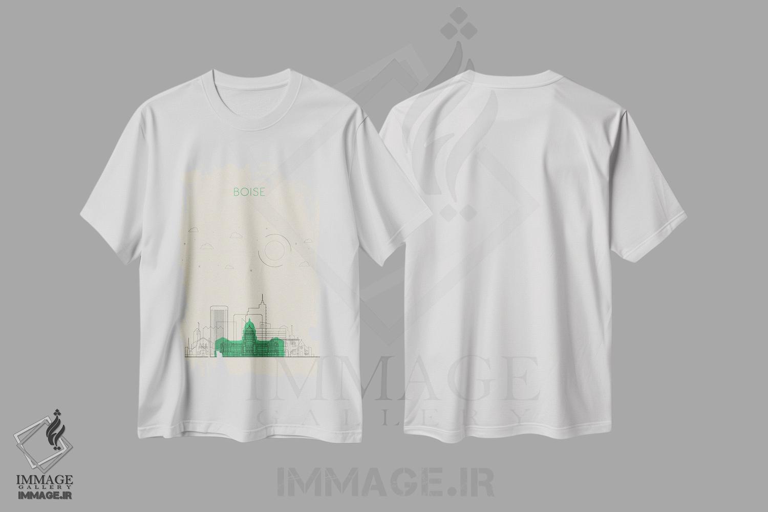 تیشرت طرح دار نمای شهری بویسی، آیداهو، هنر دیجیتال اثر آیشه دنیز آکِرمان | immage.ir