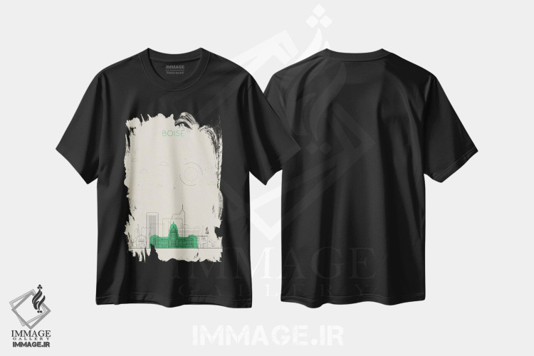 تیشرت طرح دار نمای شهری بویسی، آیداهو، هنر دیجیتال اثر آیشه دنیز آکِرمان | فروشگاه ایماژ