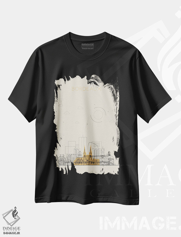 تیشرت طرح دار نمای شهری بوردو، فرانسه، هنر دیجیتال اثر آیشه دنیز آکِرمان | فروشگاه ایماژ