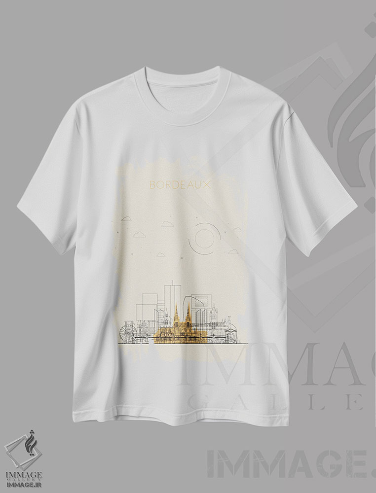 تیشرت طرح دار نمای شهری بوردو، فرانسه، هنر دیجیتال اثر آیشه دنیز آکِرمان | immage.ir