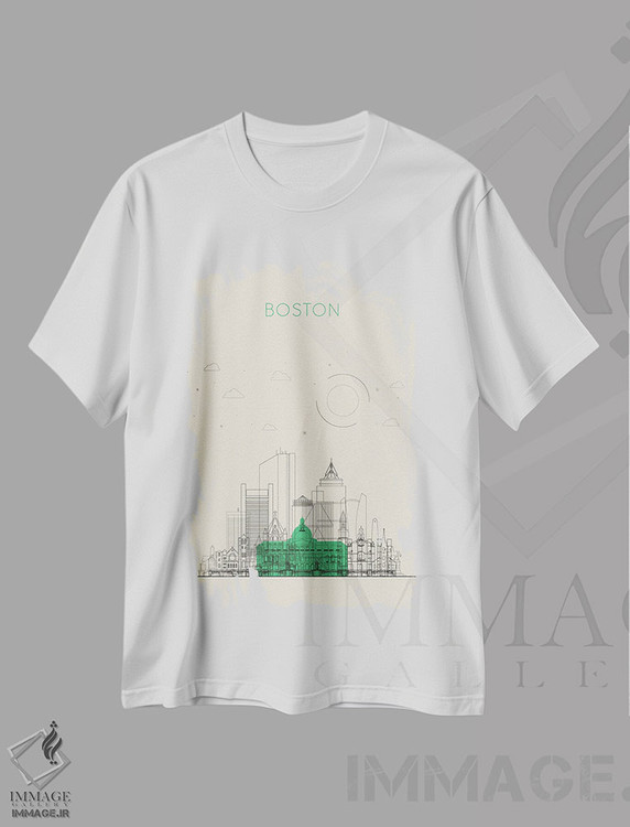 تیشرت طرح دار نمای شهری بوستون، ماساچوست، هنر دیجیتال اثر آیشه دنیز آکِرمان | immage.ir