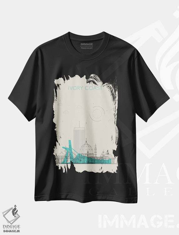 تیشرت طرح دار نمای شهری ساحل عاج، هنر دیجیتال اثر آیشه دنیز آکِرمان | فروشگاه ایماژ