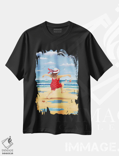 تیشرت طرح دار شنا یا آب تنی نشاط آور، دکور ساحلی اثر پیتر آدرلی | فروشگاه ایماژ