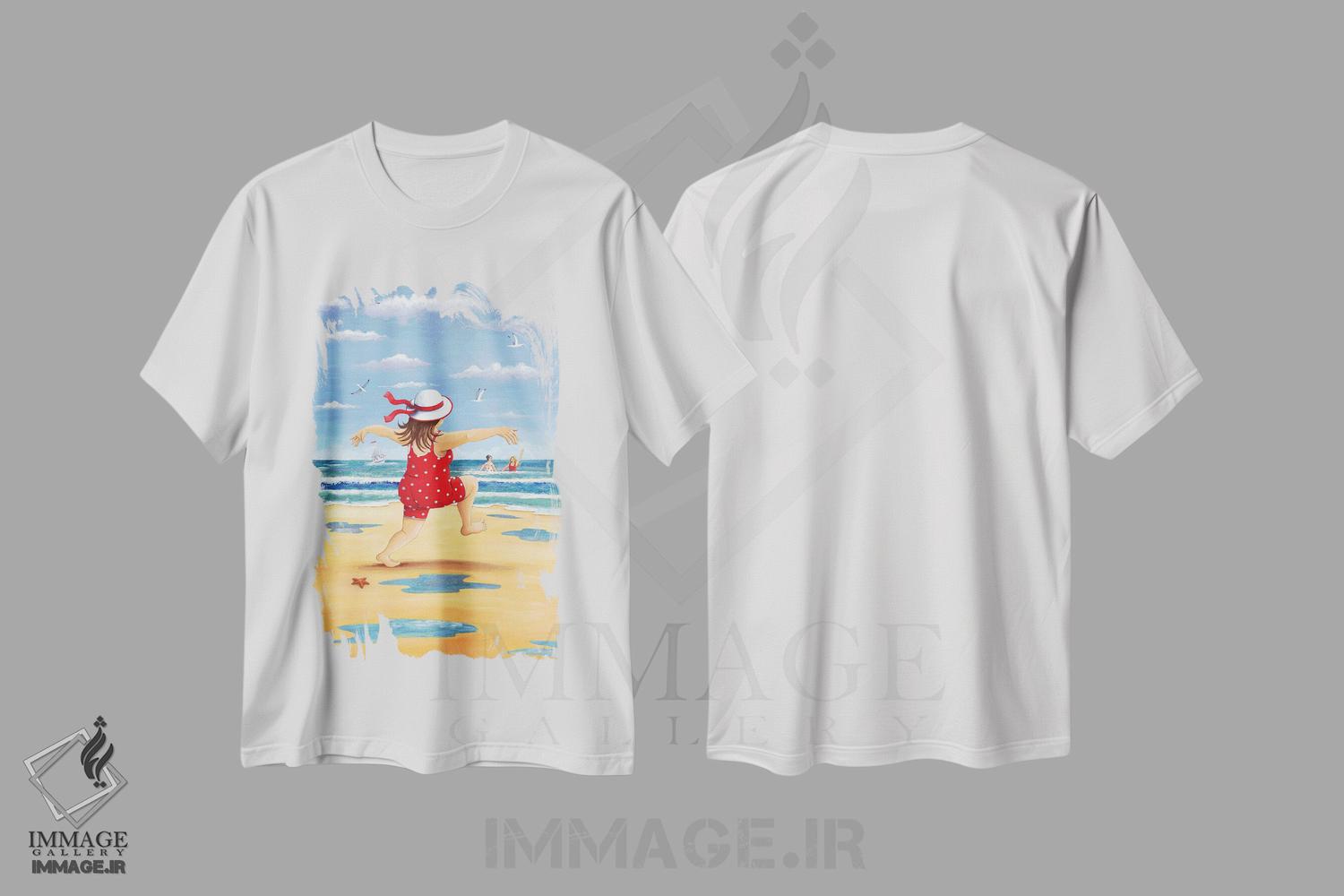 تیشرت طرح دار شنا یا آب تنی نشاط آور، دکور ساحلی اثر پیتر آدرلی | immage.ir