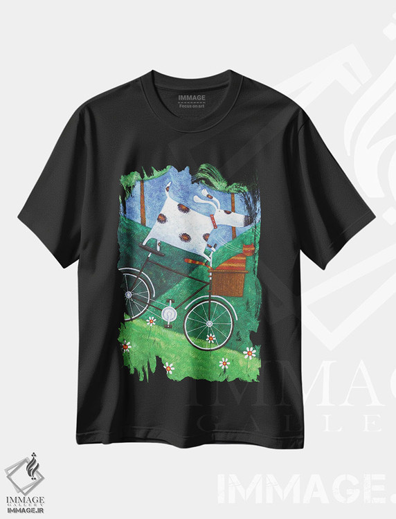 تیشرت طرح دار دوچرخه سواری دوک، تزئینی اثر پیتر آدرلی | فروشگاه ایماژ