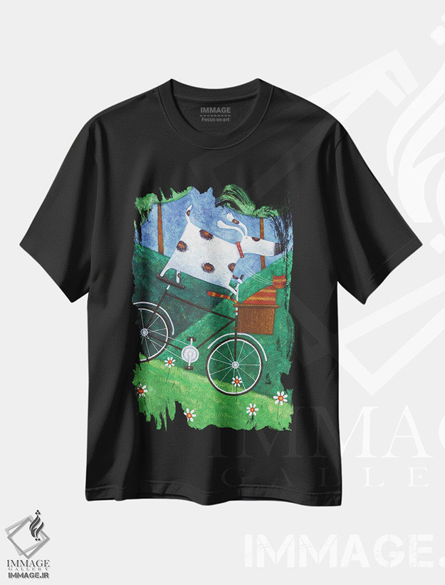 تیشرت طرح دار دوچرخه سواری دوک، تزئینی اثر پیتر آدرلی | فروشگاه ایماژ