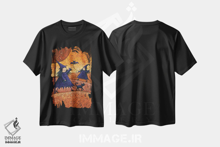 تیشرت طرح دار جادوگران هالووین، تزئینی اثر پیتر آدرلی | فروشگاه ایماژ